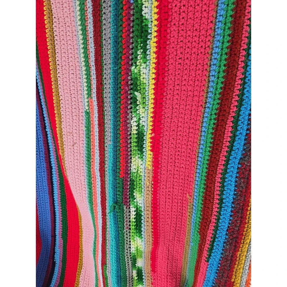 Huge Handmade Crochet‎ Throw Chevron Afghan Cottagecore 80x60 Blanket - Colors!